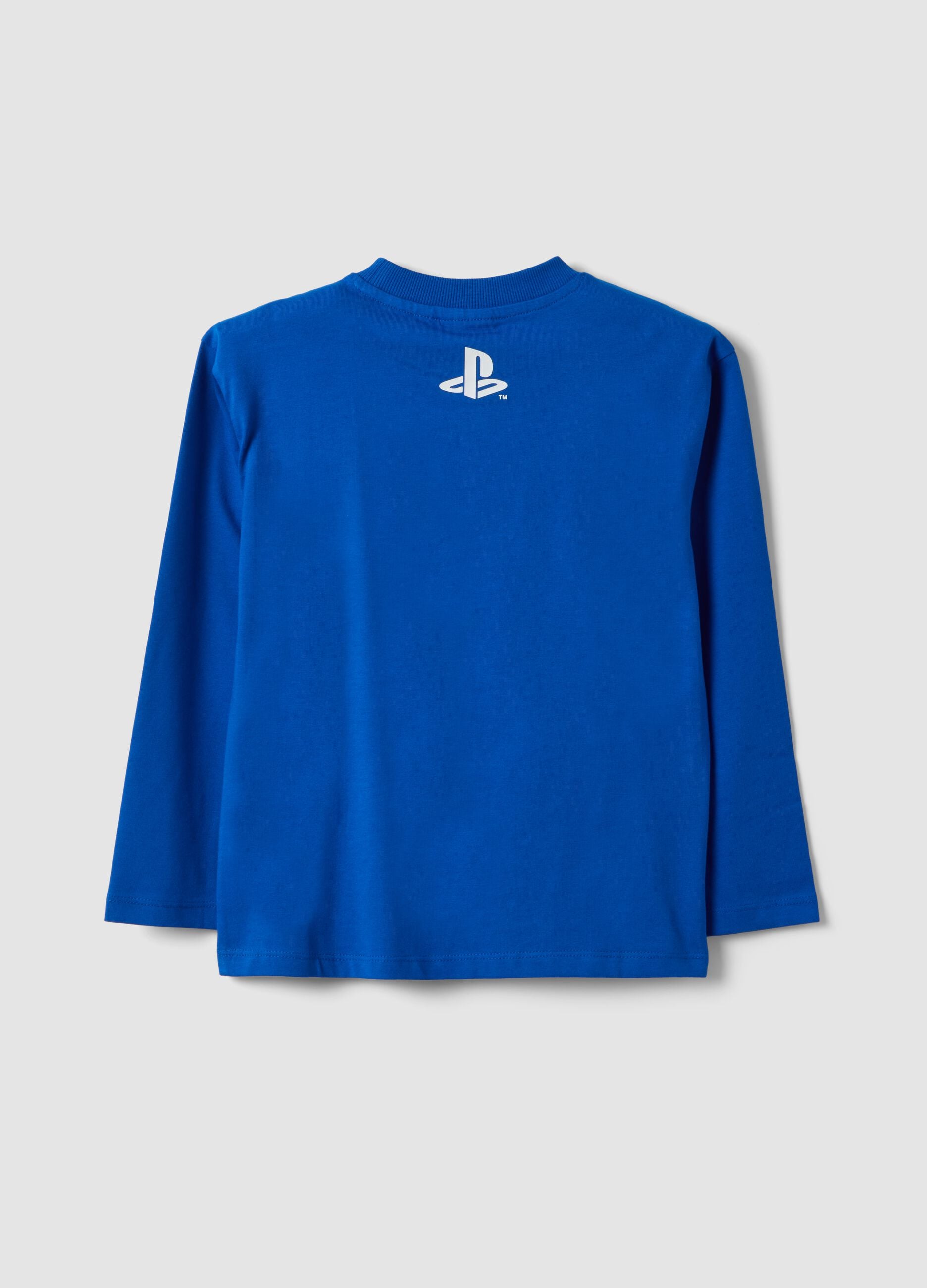 Blue pure cotton Astro Bot print T-shirt, relaxed fit