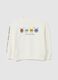 White pure cotton regular fit kids' sweatshirt with print_0