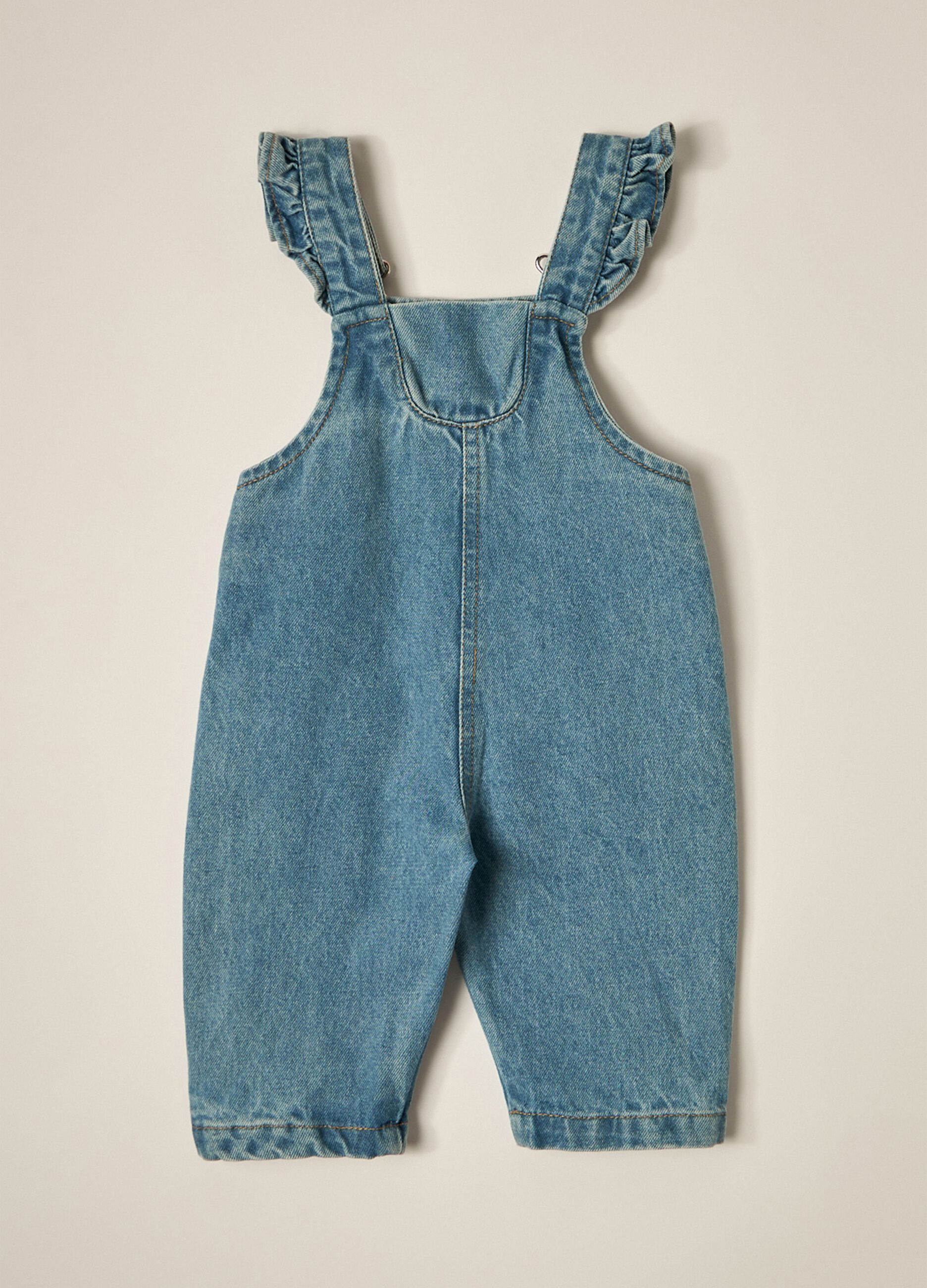 Salopette in denim di puro cotone IANA neonata