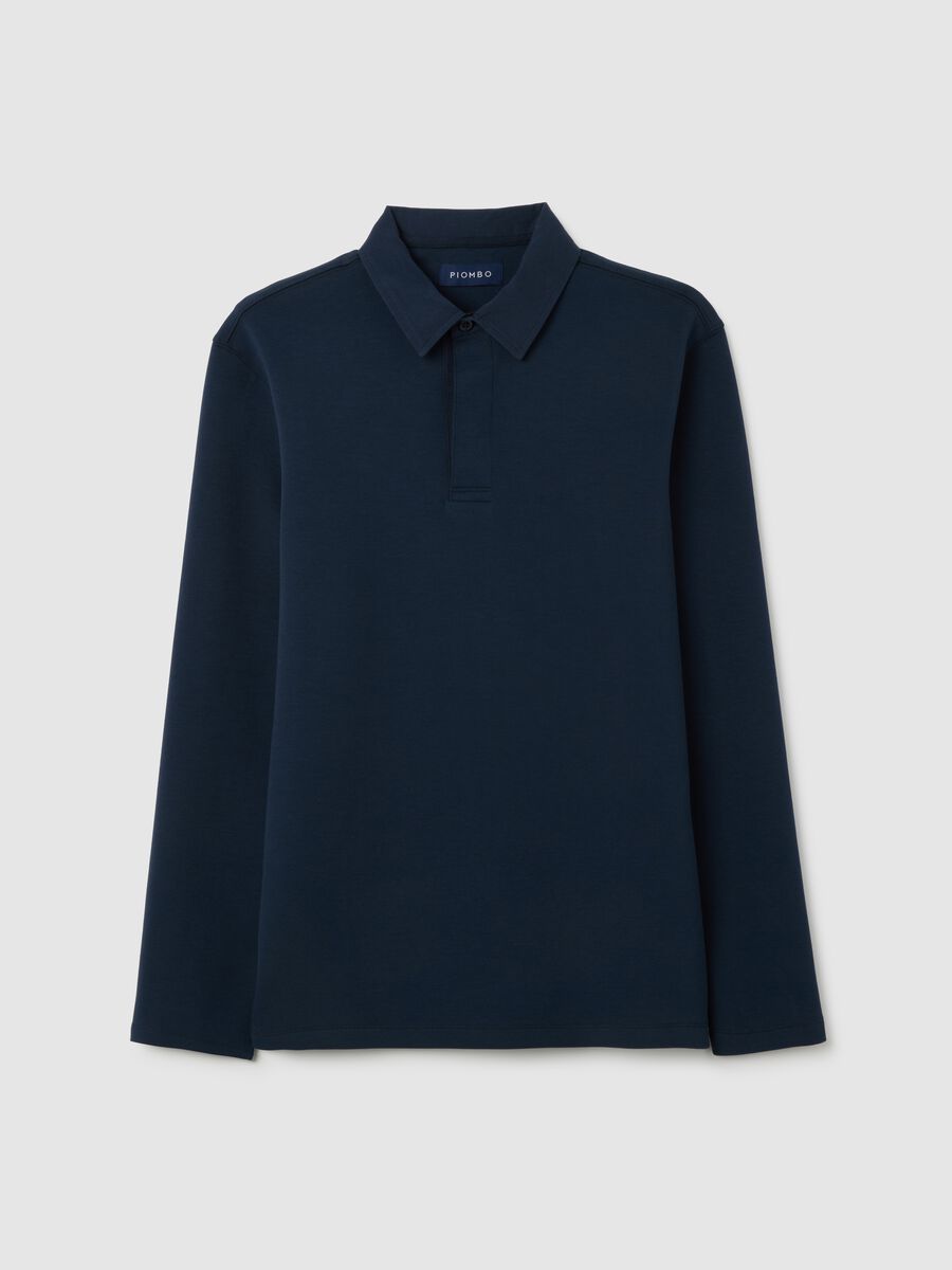 Polo in cotone elasticizzato blu regular fit_0