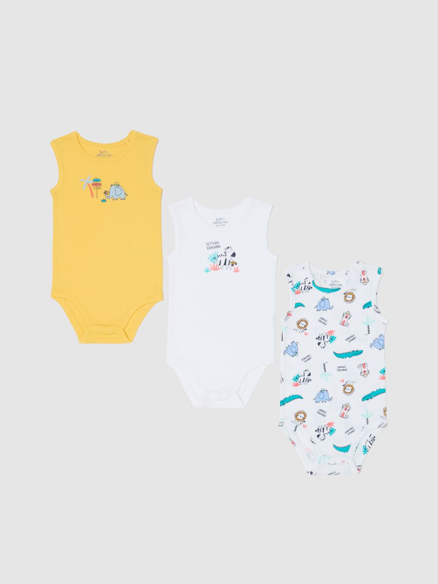 Three-pack bodysuits in organic cotton with print_0