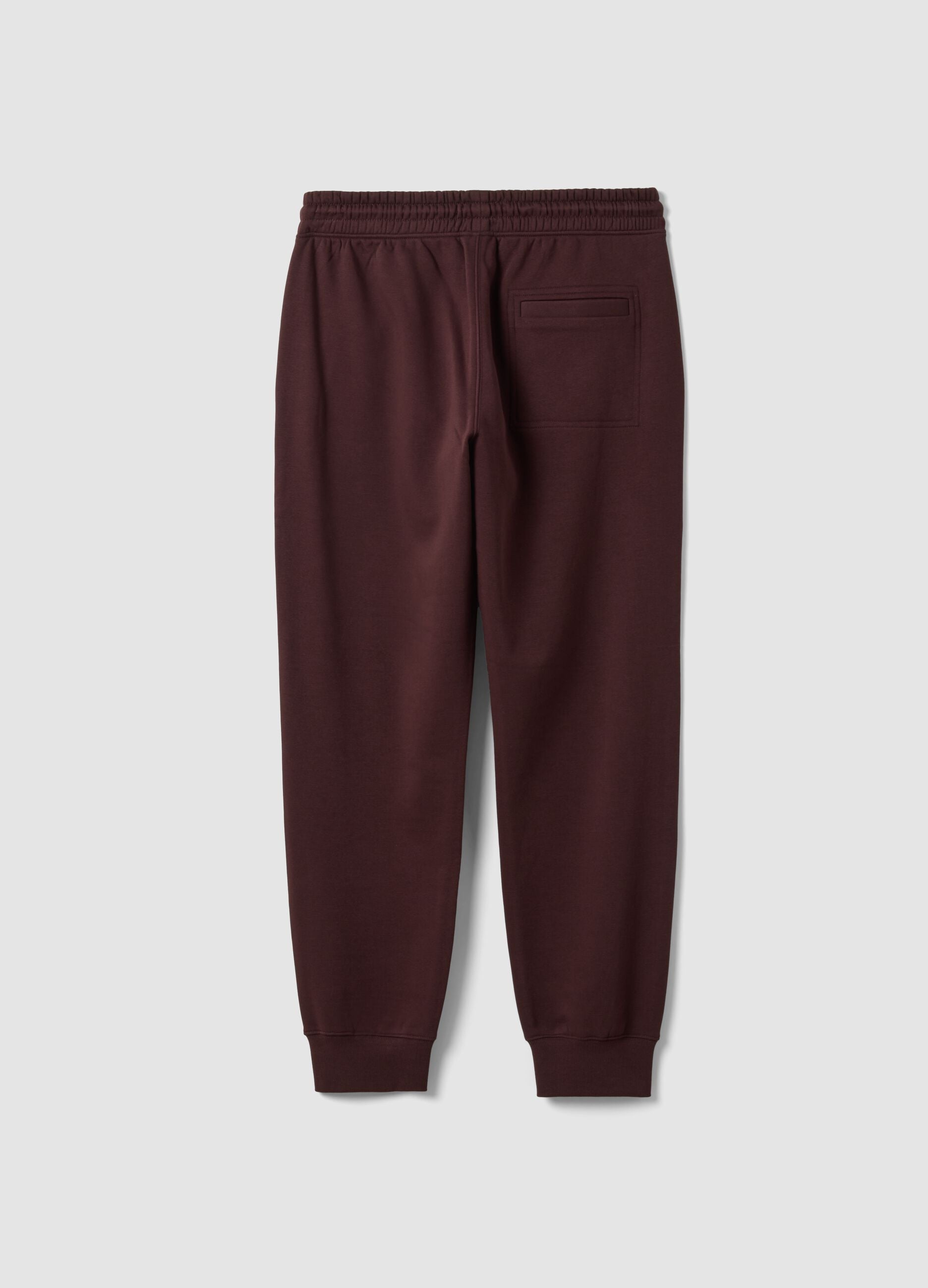 Jogger marroni in misto cotone con fondo a polsino e coulisse