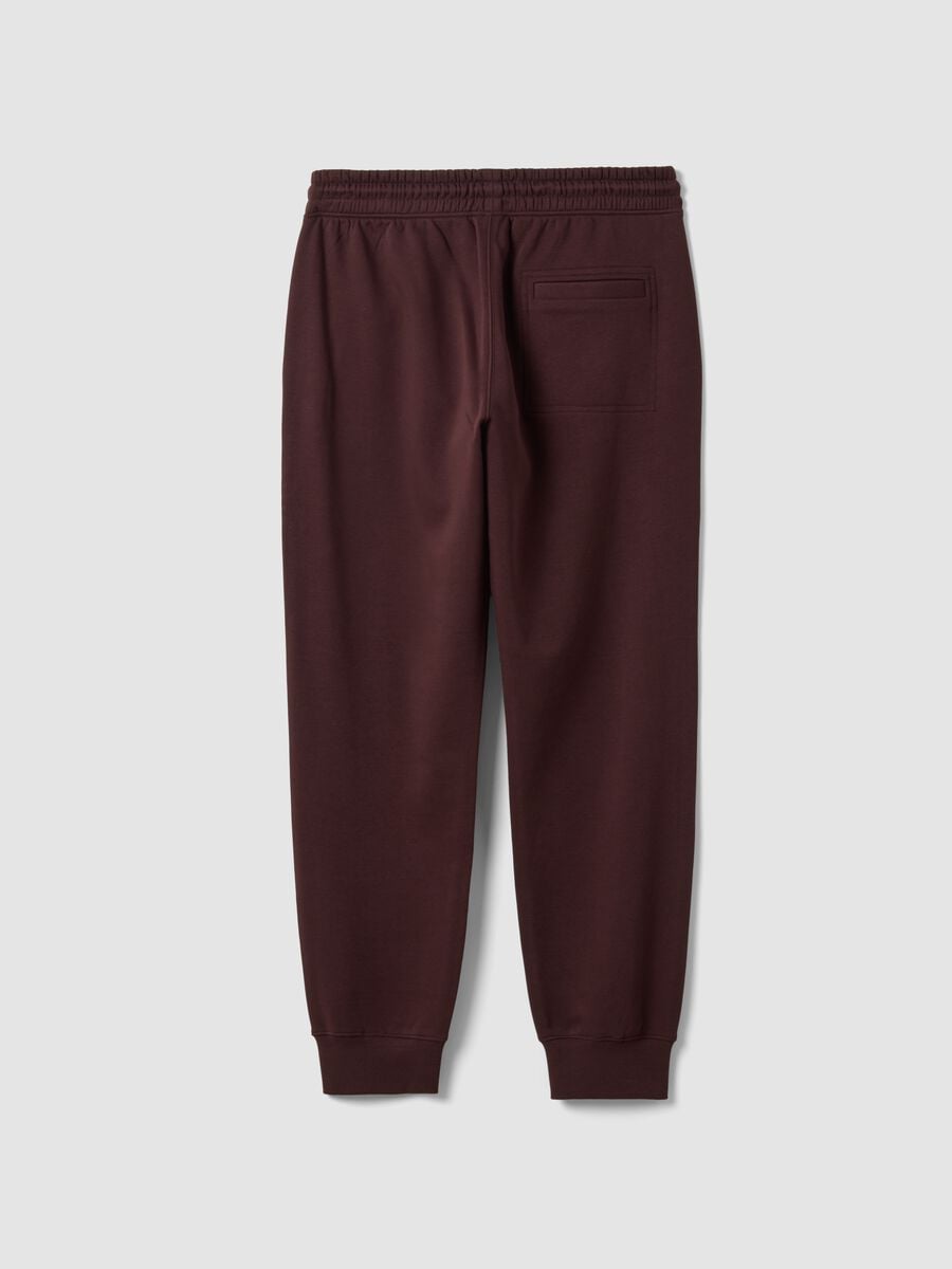Jogger marroni in misto cotone con fondo a polsino e coulisse_7