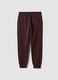 Jogger marroni in misto cotone con fondo a polsino e coulisse_7