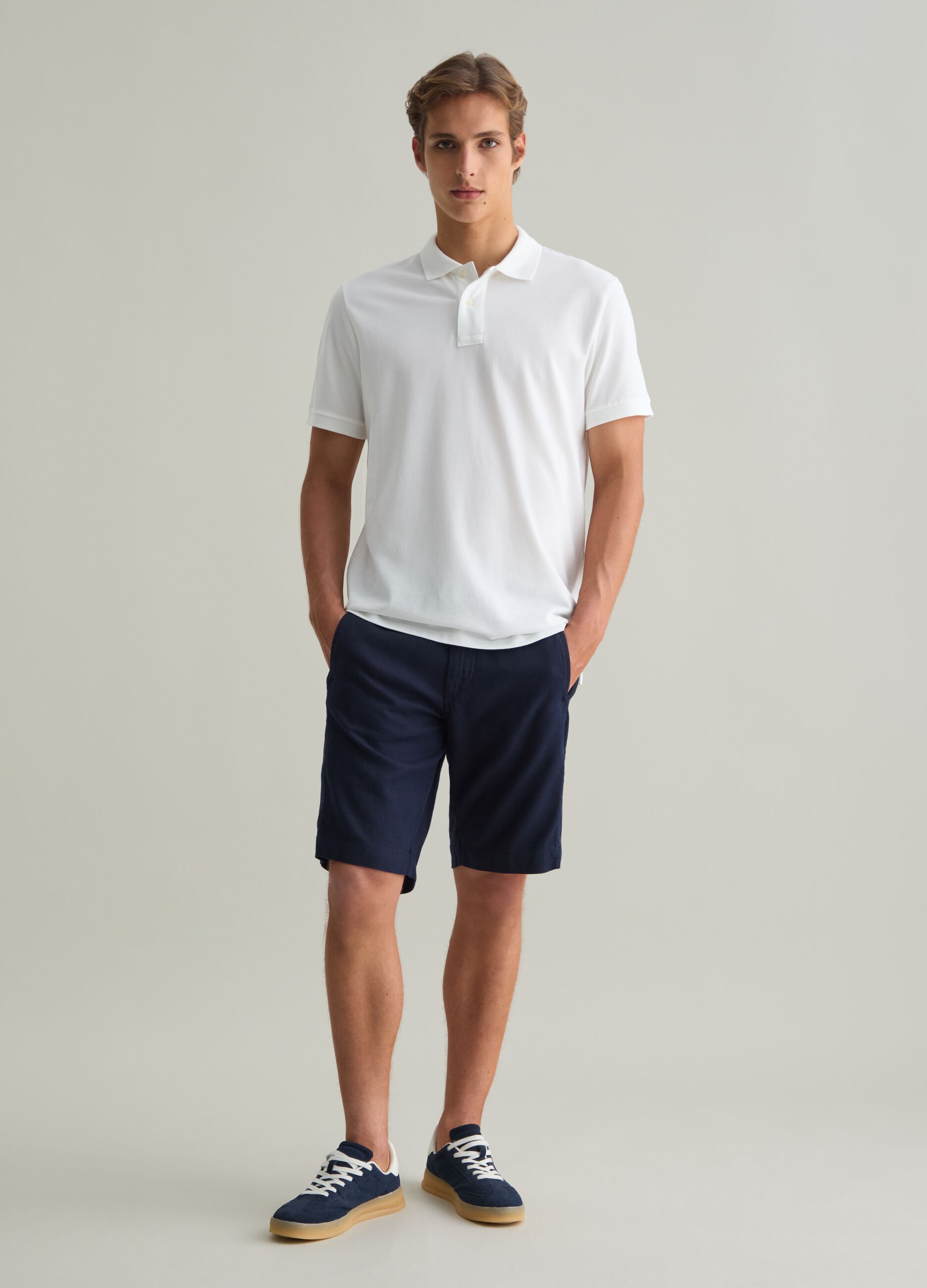 Polo da uomo in puro cotone Supima bianca regular fit