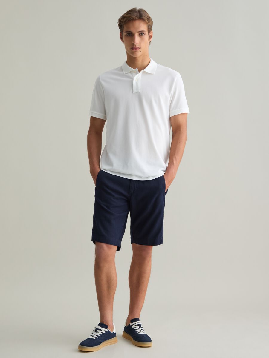 Men's pure cotton white polo regular fit with classic collar_2