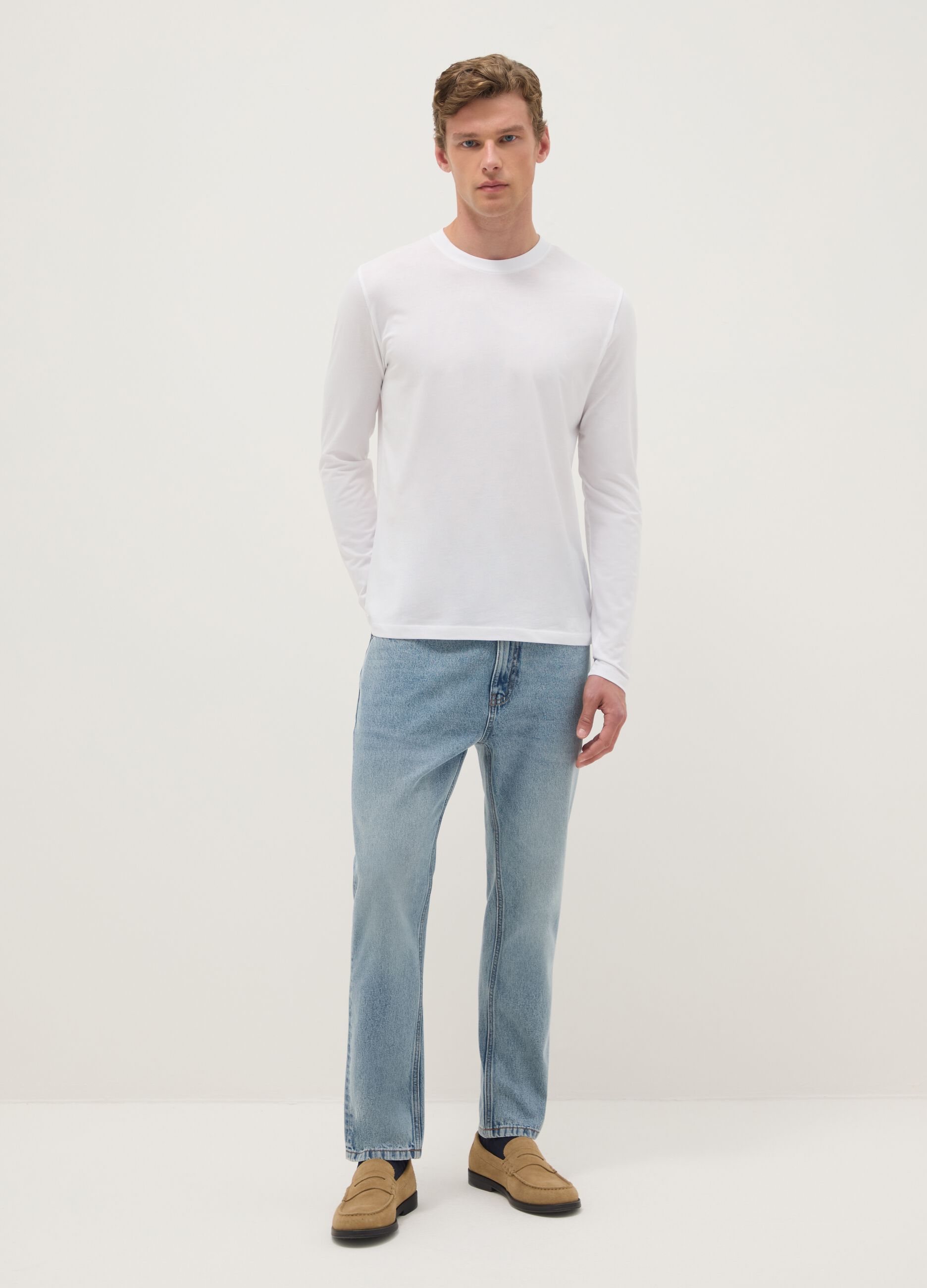 Jeans in puro cotone denim blu carrot fit