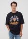 Black pure cotton T-shirt with New York Knicks print_0