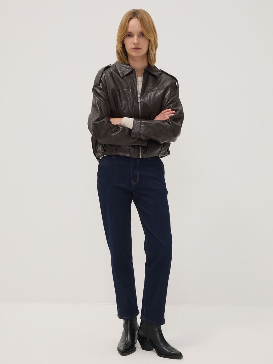 Brown cotton-blend zip jacket, regular fit_1