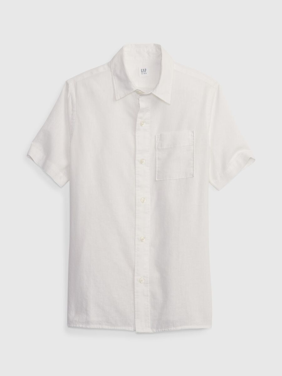 Linen and cotton shirt with short sleeves_0
