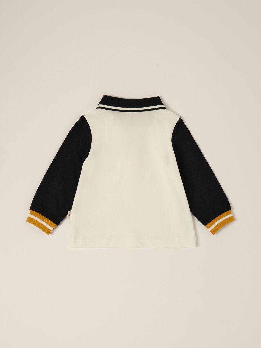 White long-sleeved cotton polo shirt_1