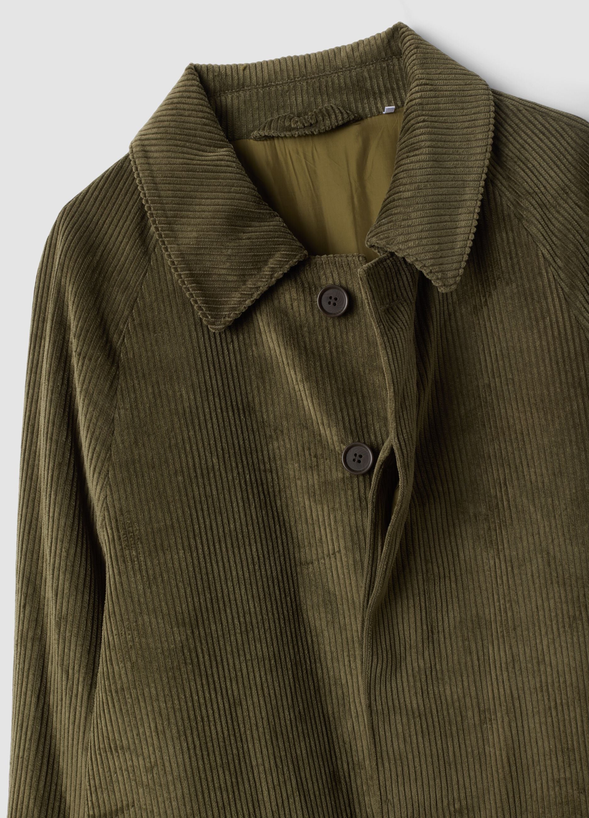 Cappotto lungo verde in puro cotone a righe