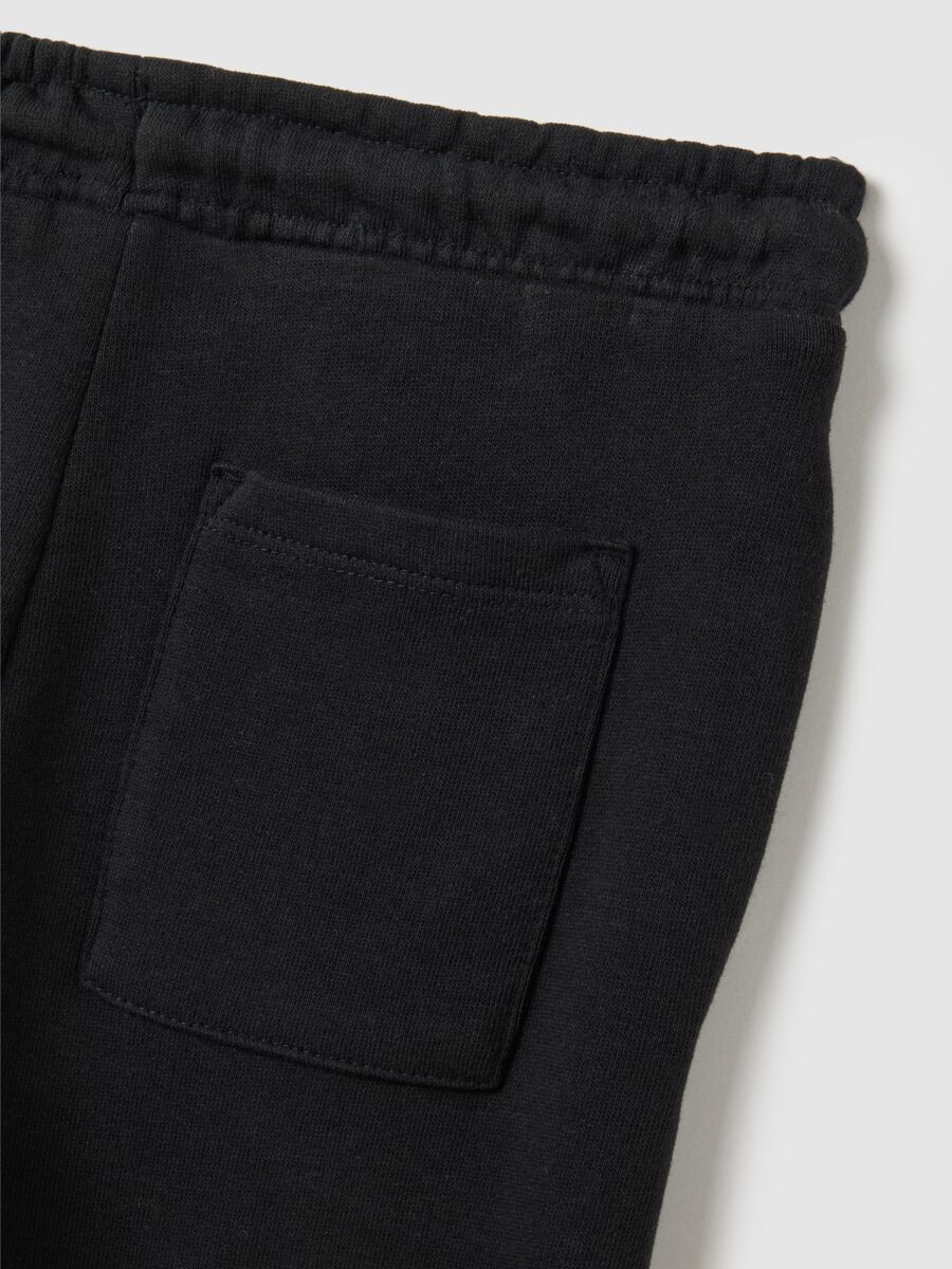 Children's black pure cotton trousers with regular fit and waistband_3