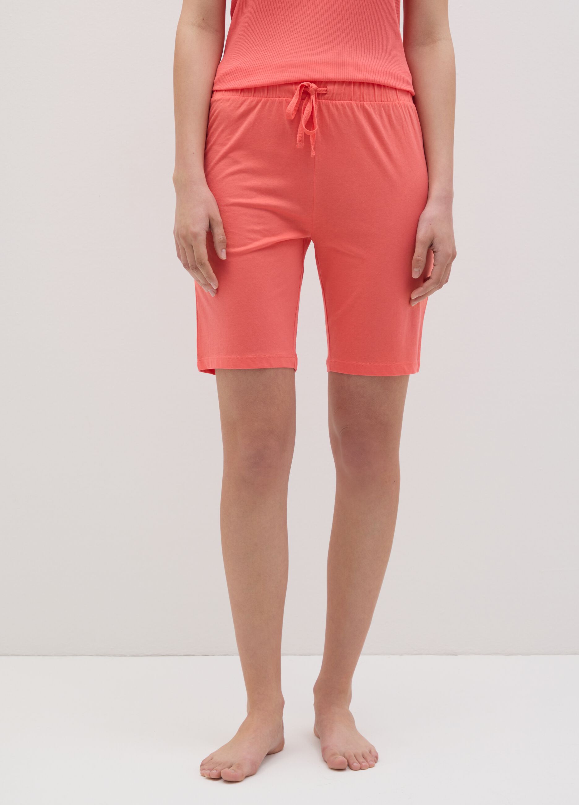 Women's summer outfit in pure pink cotton, regular fit