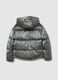 Grey padded regular fit girl's jacket with hood and zip_1