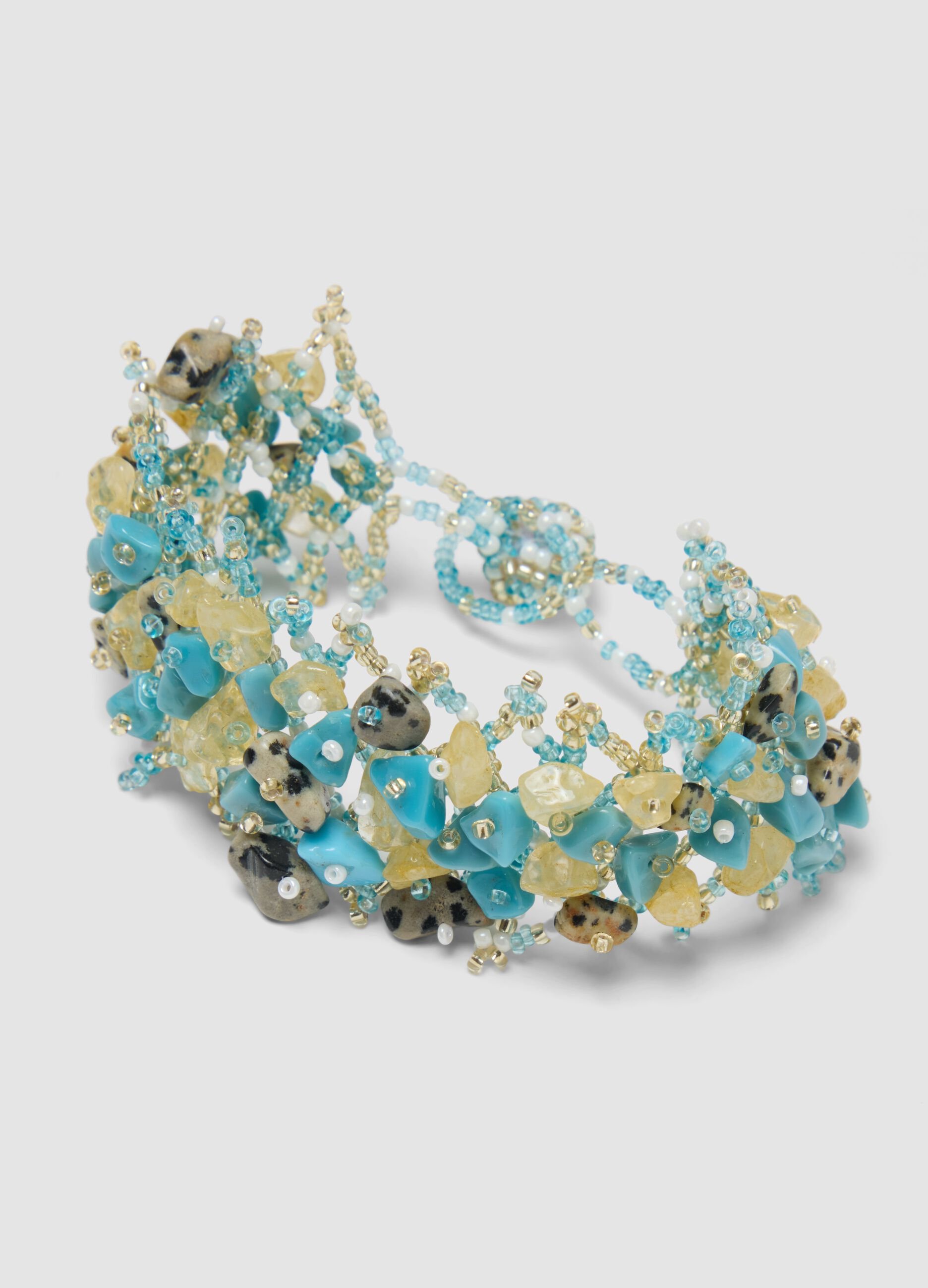 Multicoloured stone and bead bracelet