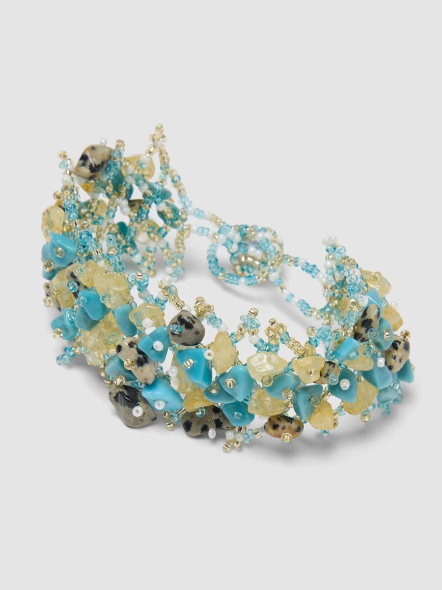 Bracciale con pietre e perline multicolor_0