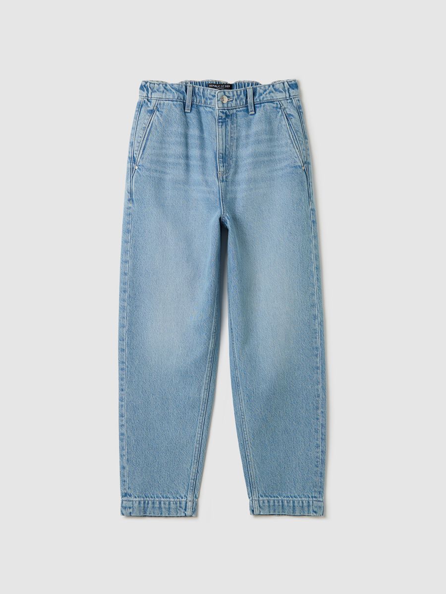 Light blue carrot-fit jeans in cotton_4