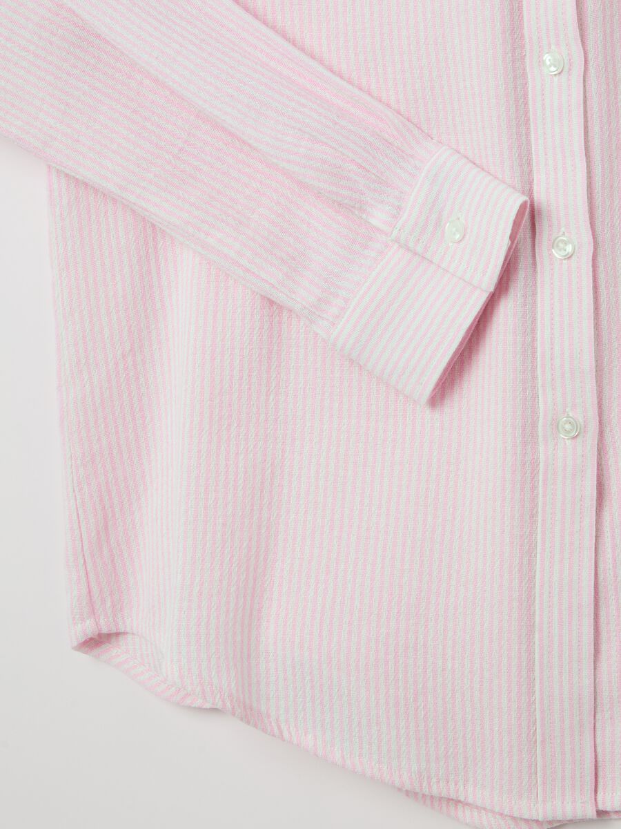 Striped pink shirt in cotton and linen_5