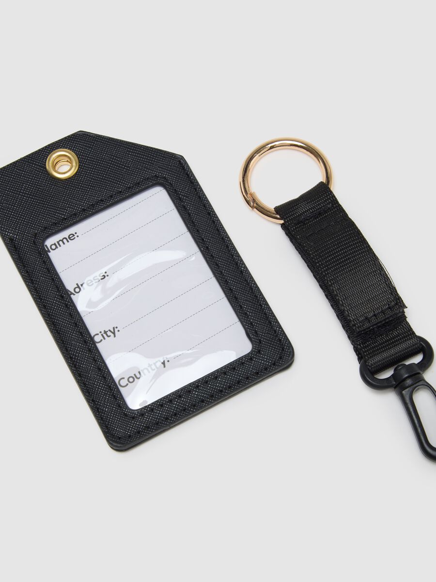 Black rubber luggage tag with details_2