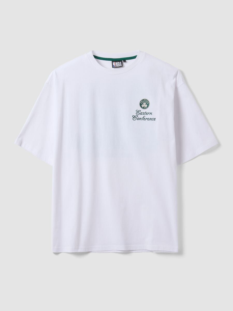 White pure cotton T-shirt with Celtics print_0