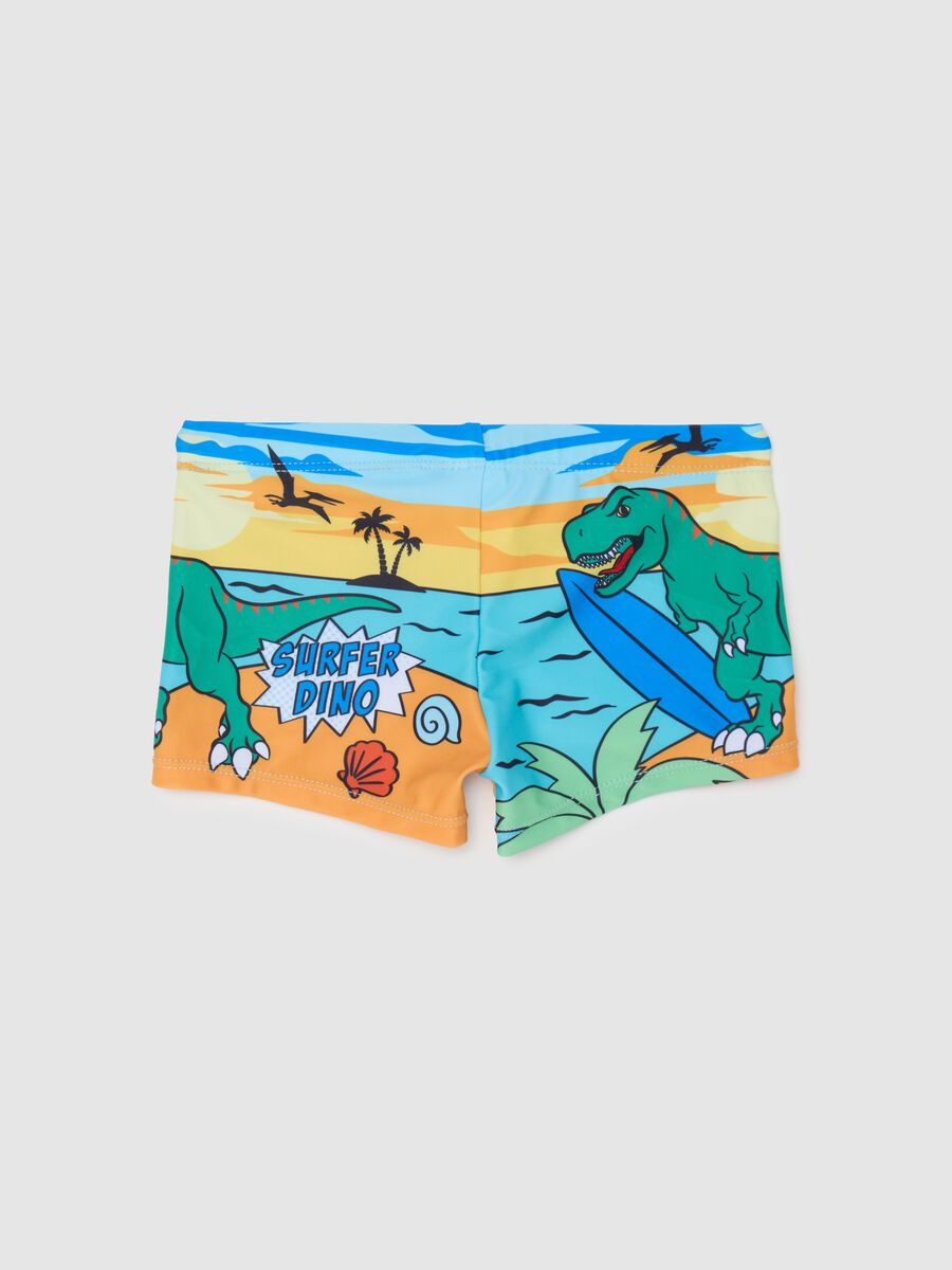 Multicolour stretch fabric boys' boxers with Surfer Dino print_1
