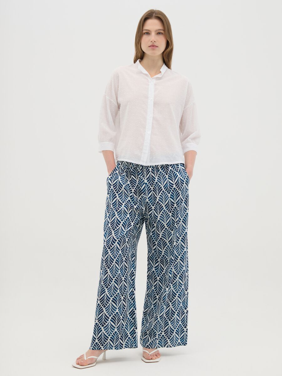 Women's Wide-Leg Trousers in Pure Multicolour Viscose Regular Fit_0