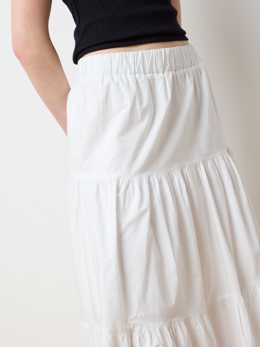 Women's long white pure cotton skirt, regular fit_2