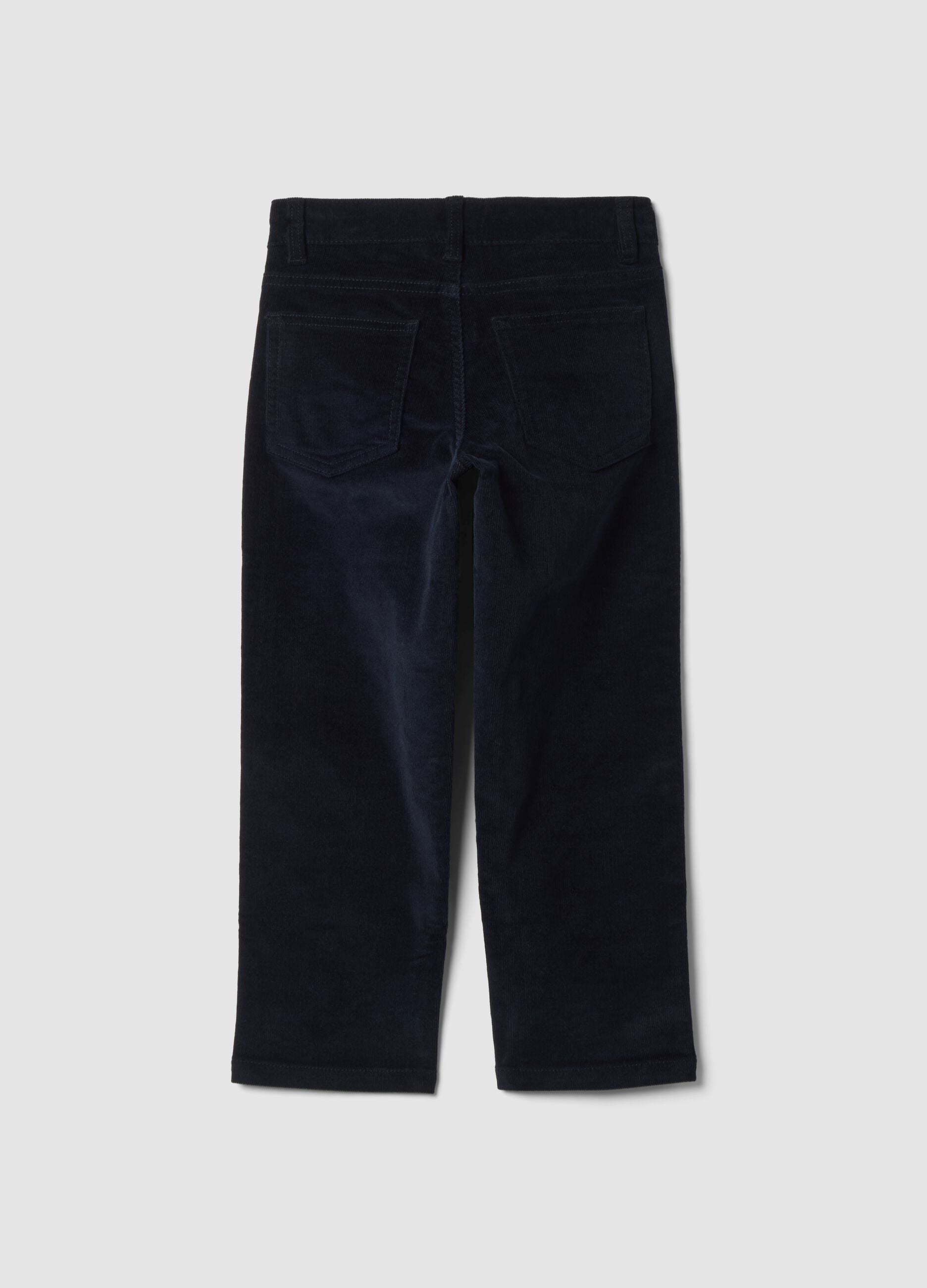 Blue ribbed stretch-cotton trousers