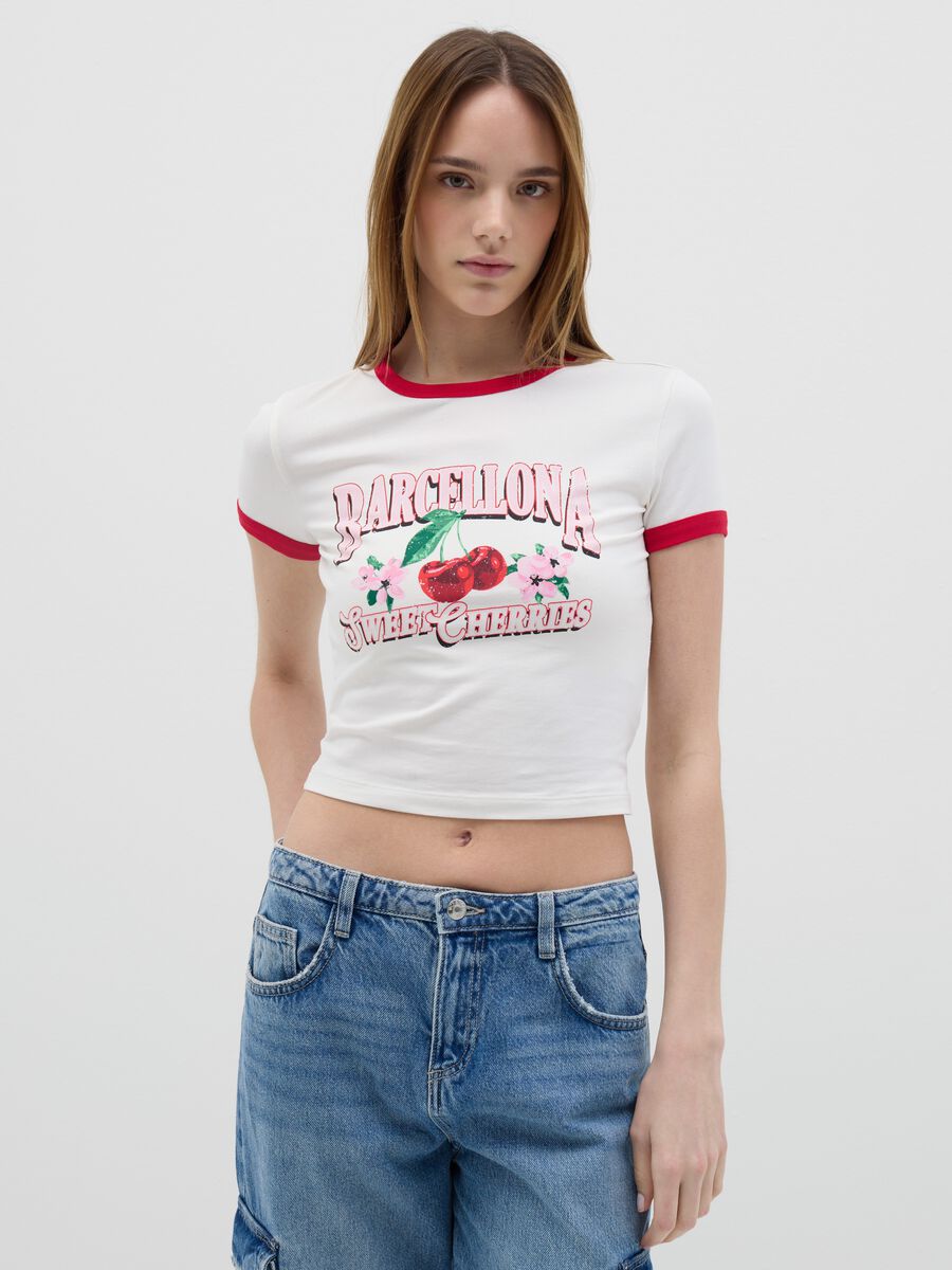 T-shirt with contrasting edging and print_0