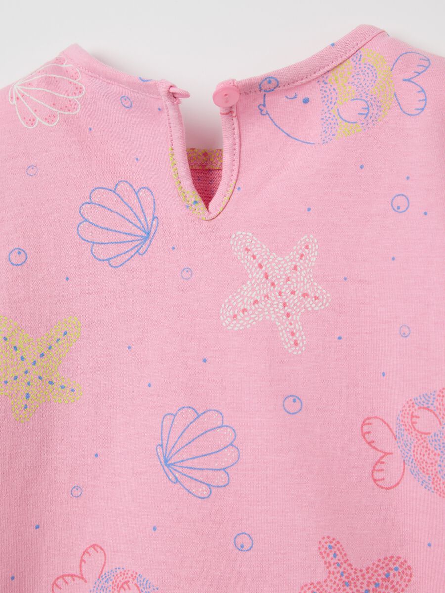 Pink cotton T-shirt with fish print_3