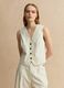 Gilet in misto viscosa e lino beige slim fit_0