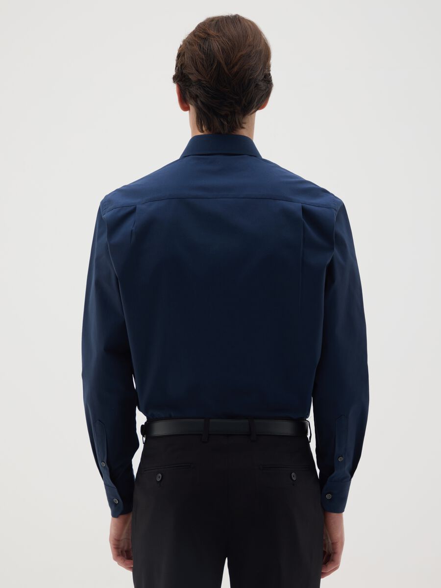 Camicia da uomo in puro cotone blu regular fit easy iron_1