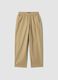 Beige stretch-cotton trousers with elasticated waistband_0