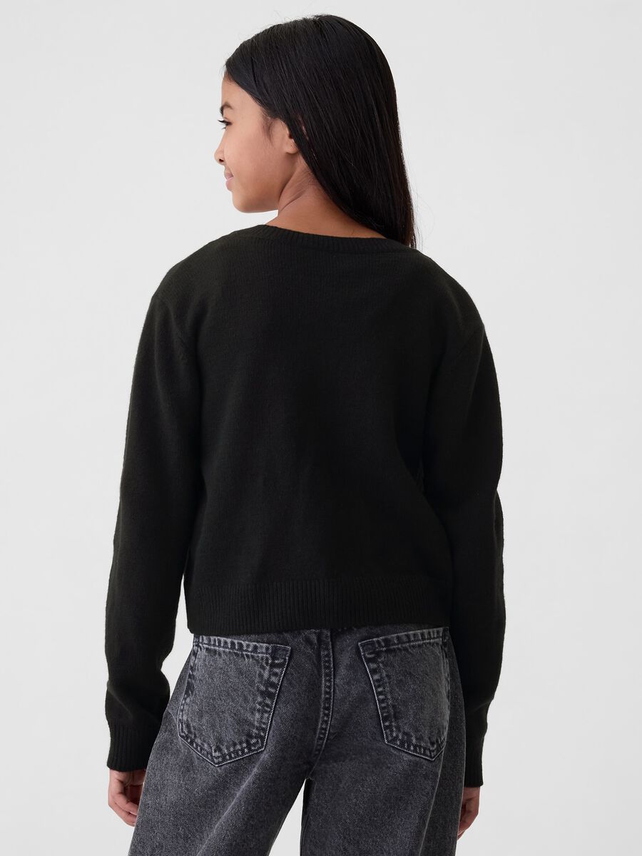 Solid colour cardigan with round neck_2