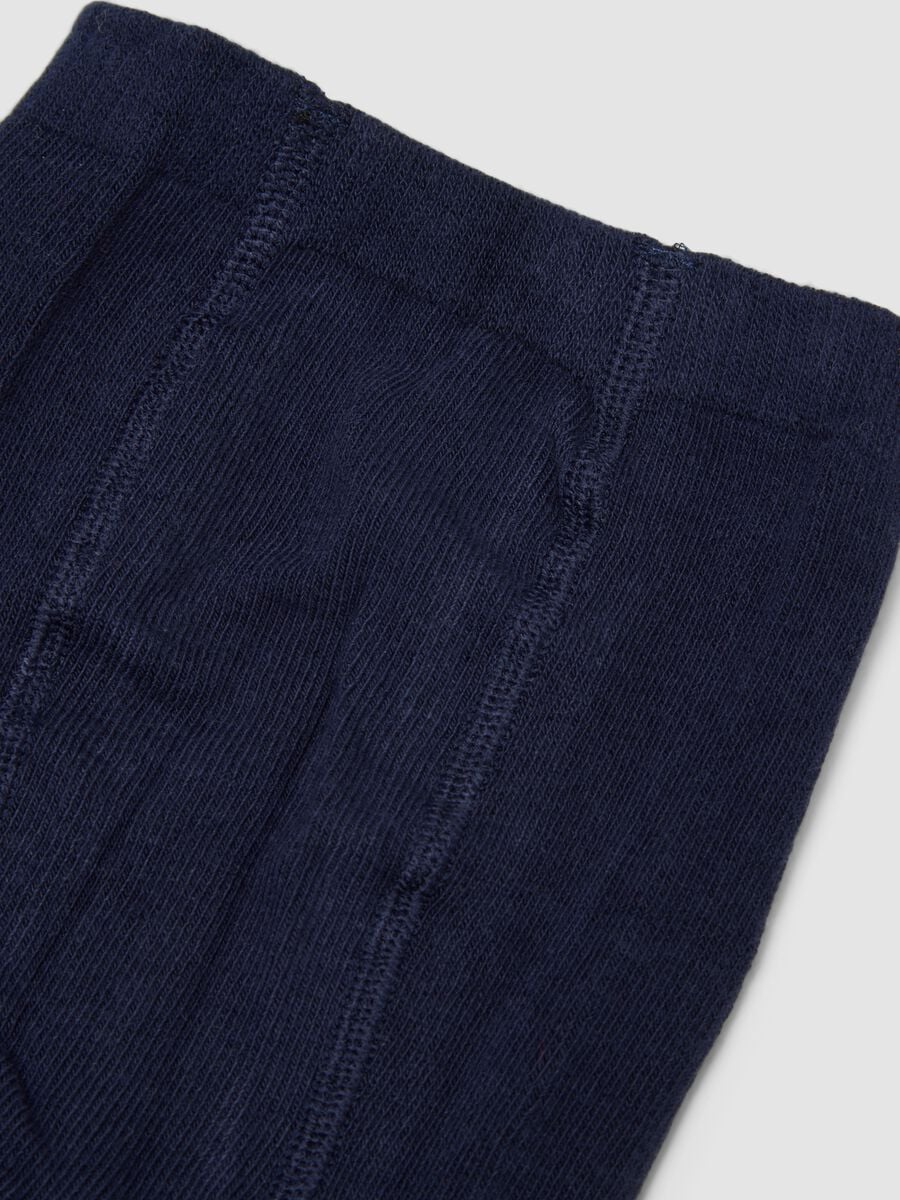 Blue stretch organic cotton tights with lurex_2