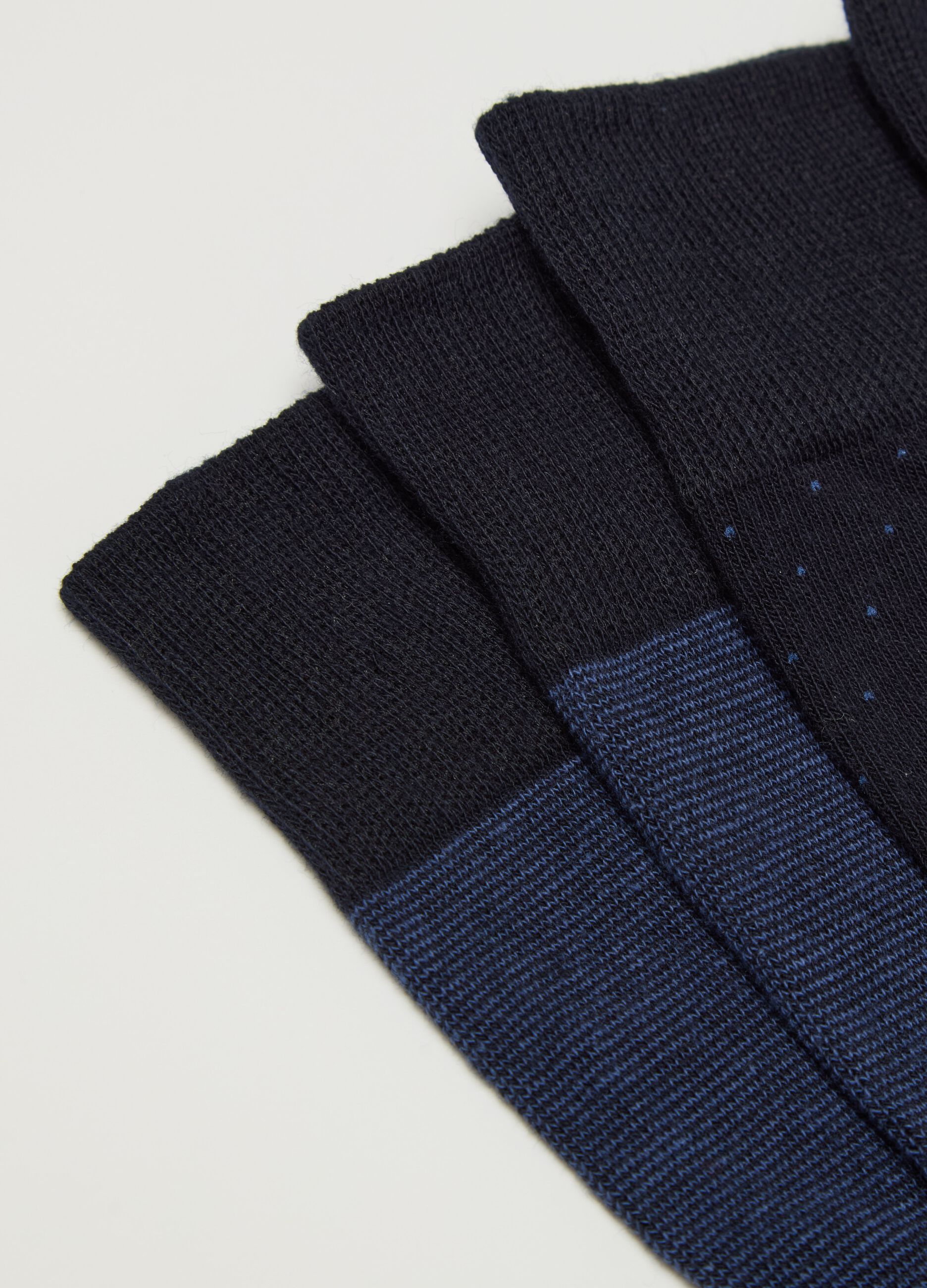 Three-pair pack socks with micro polka dots and stripes pattern