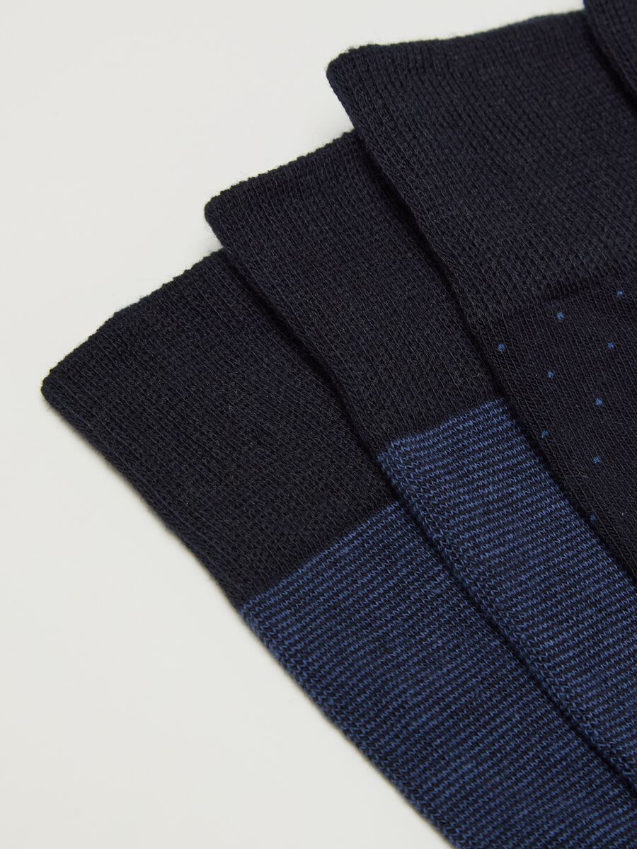 Three-pair pack socks with micro polka dots and stripes pattern_1
