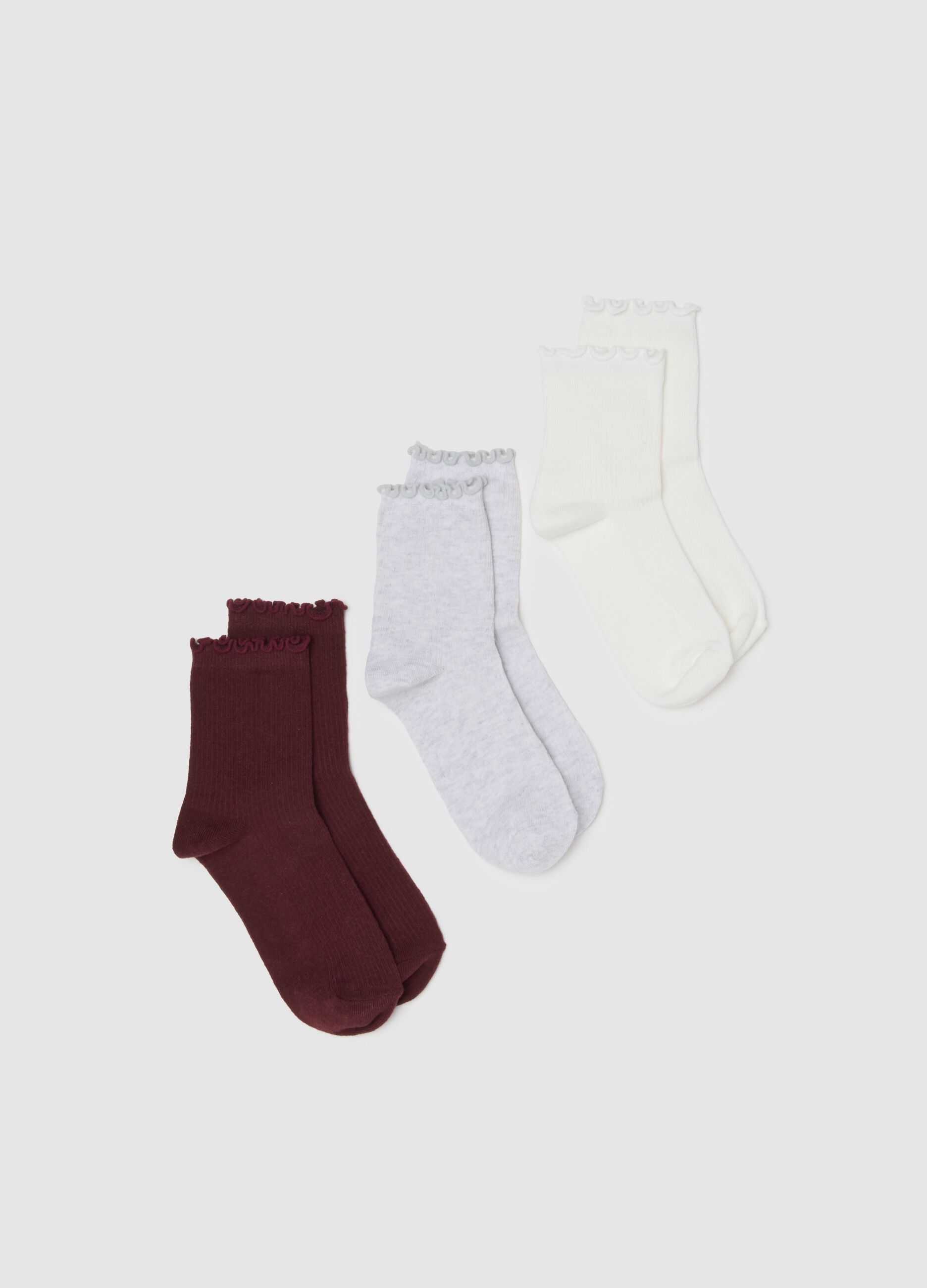 Tripack di calzini in cotone multicolor elasticizzati