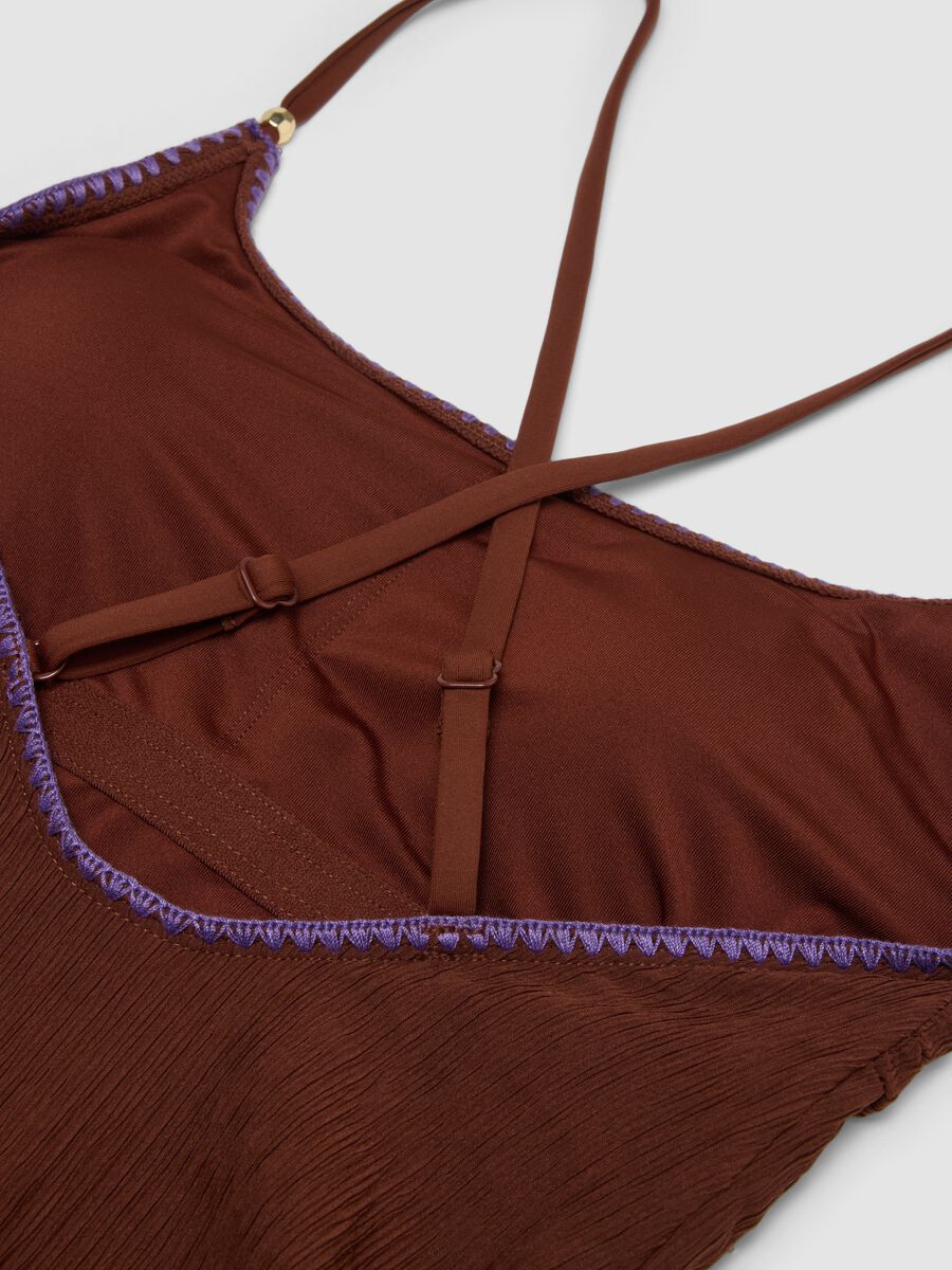 Brown ribbed stretch fabric swimsuit_5