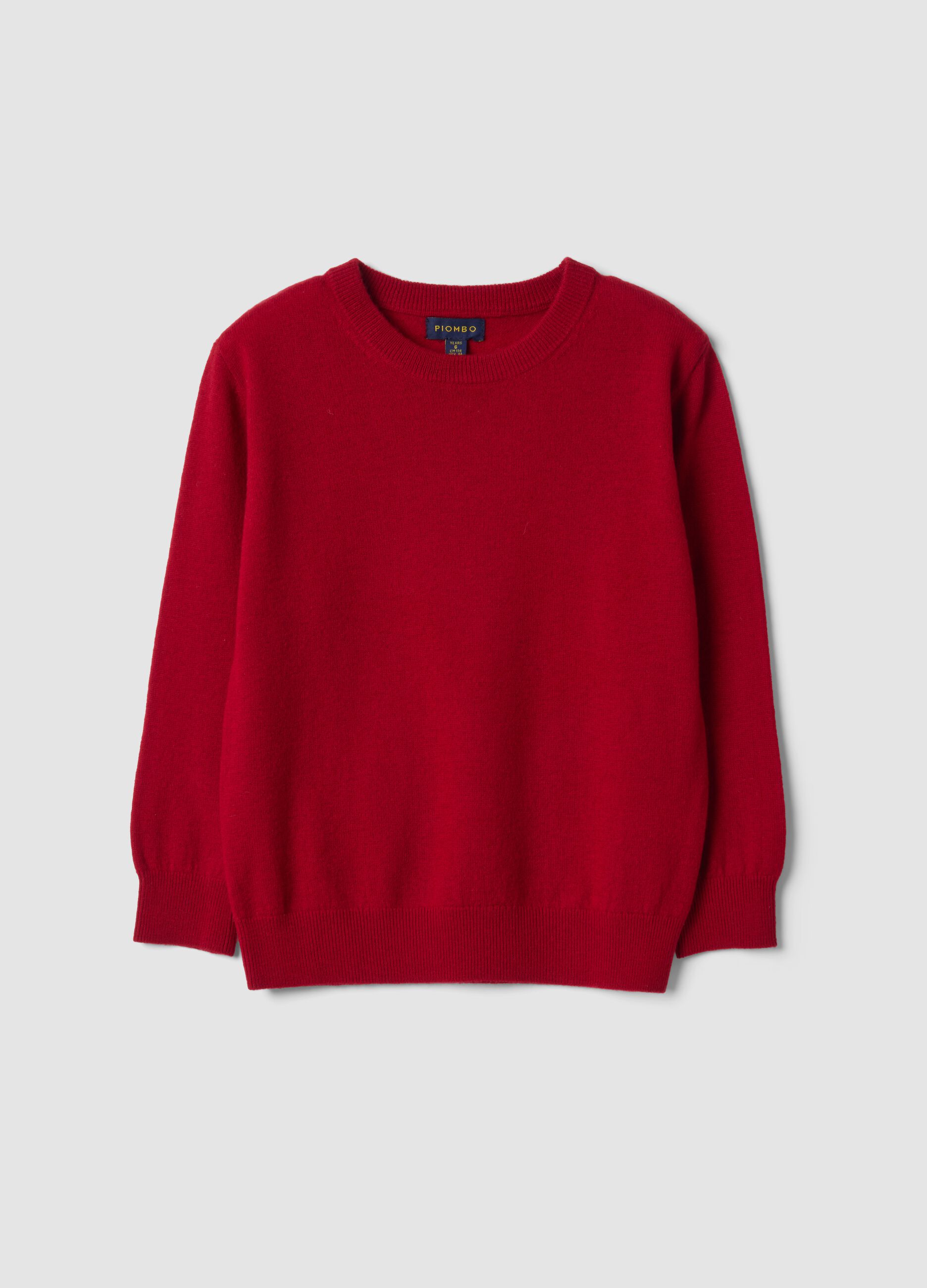 Maglia rossa in pura lana a maniche lunghe regular fit