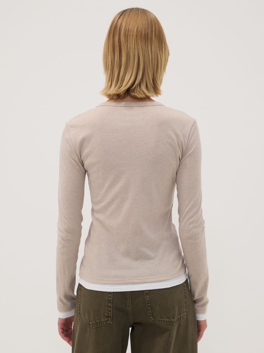 Beige cotton-blend crew-neck T-shirt_2