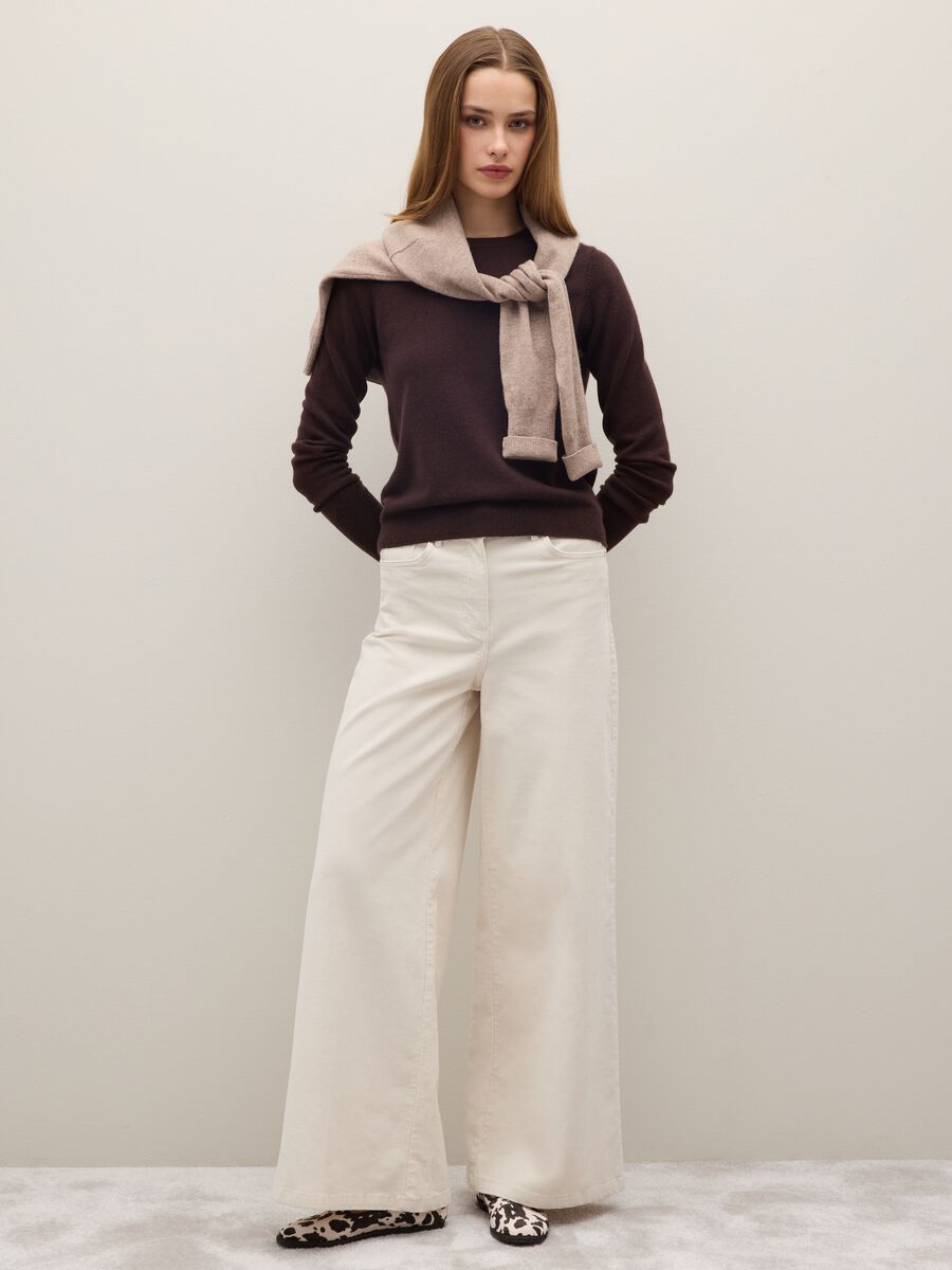 Brown crew neck sweater in pure cashmere, regular fit_2