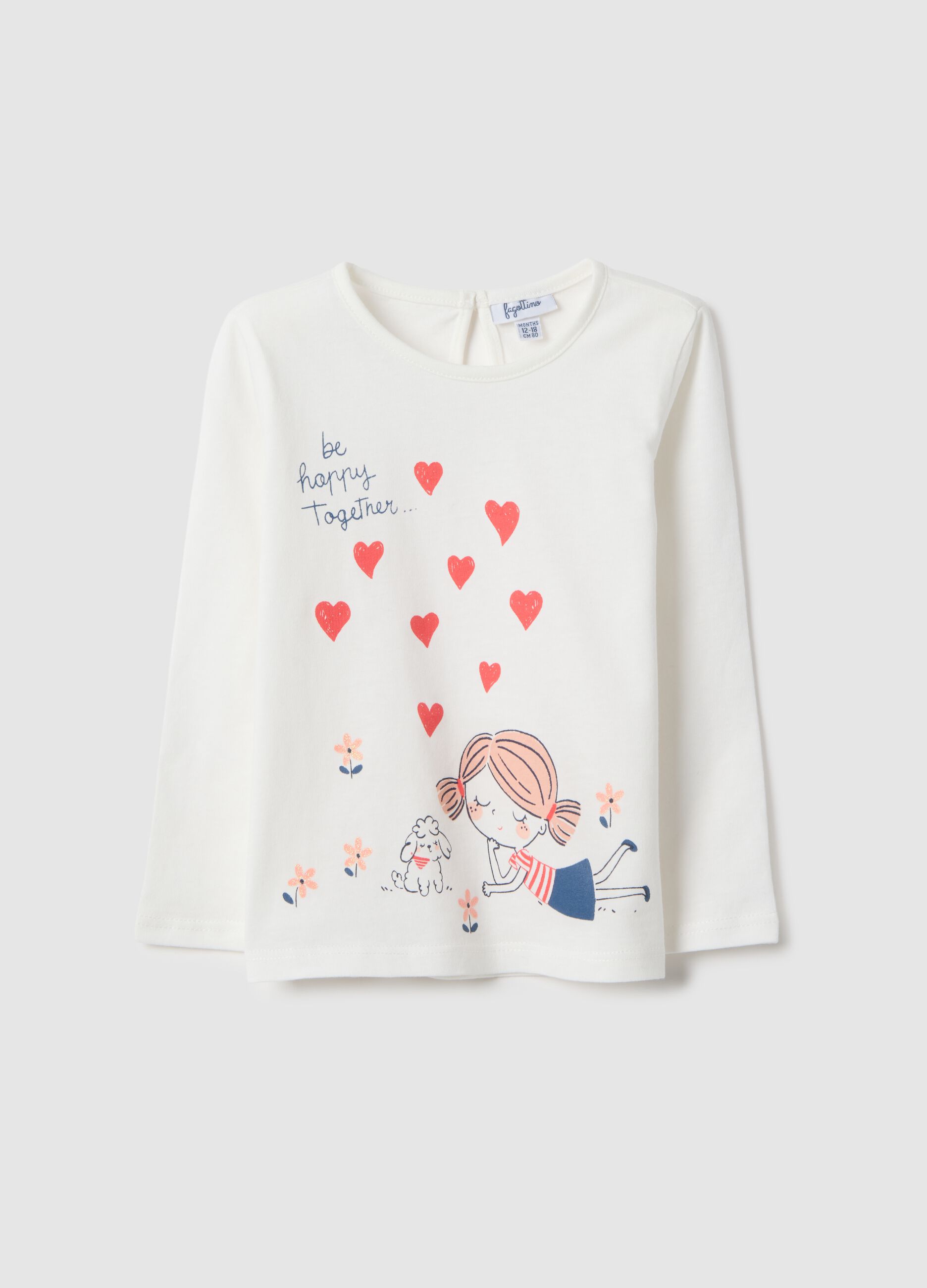 White pure cotton regular fit t-shirt for girls