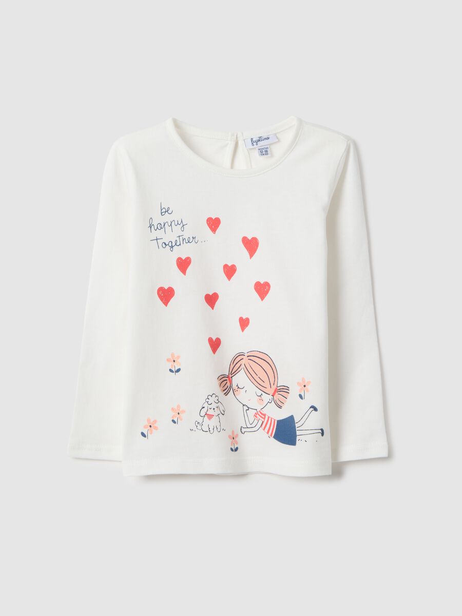 White pure cotton regular fit t-shirt for girls_0