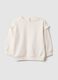 White regular fit pure cotton sweatshirt with ruffles for girls_0