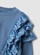 Blue pure cotton sweatshirt with ruffles and crew neck_3