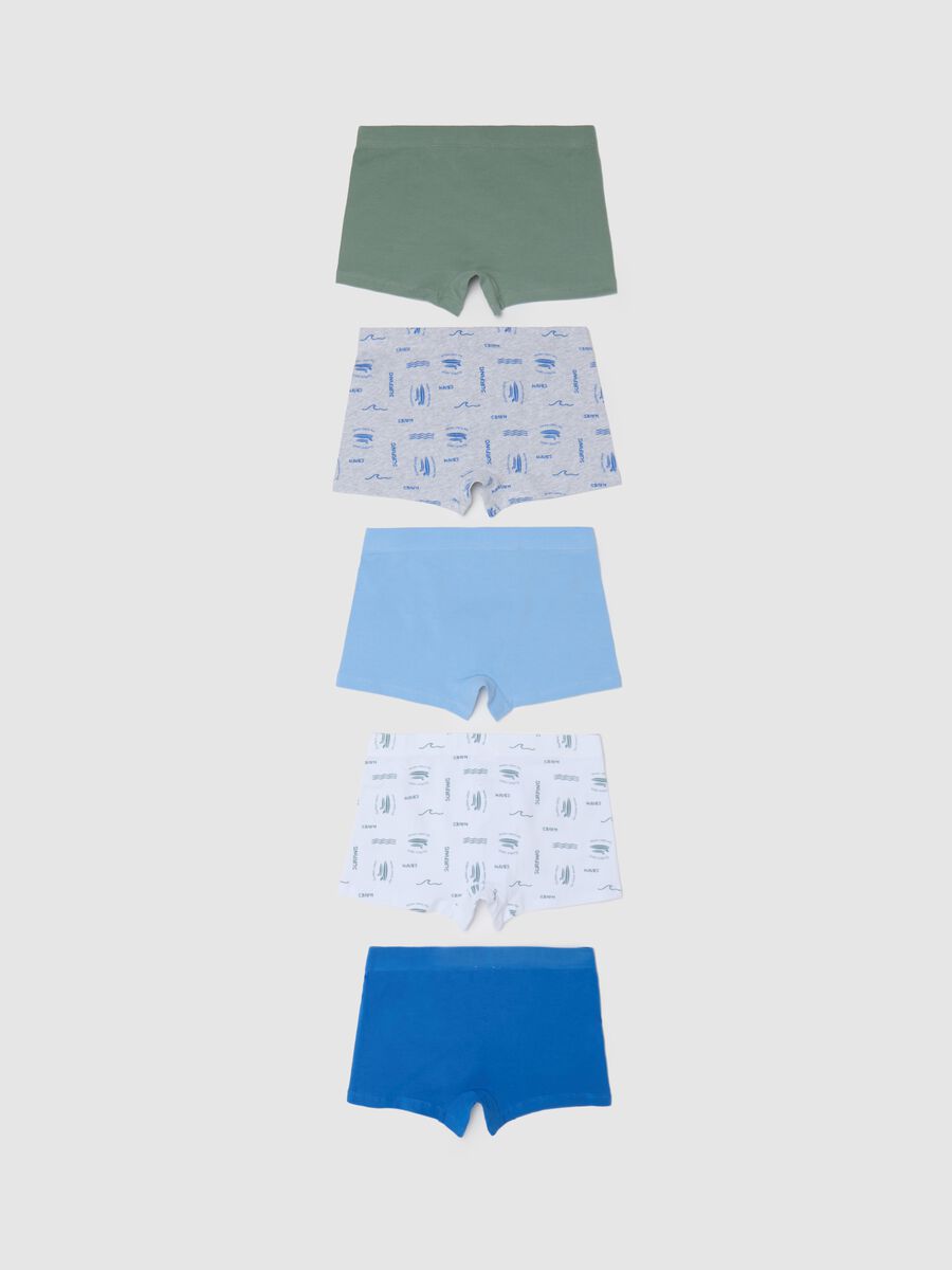 Multipack cinque boxer blu e verde con stampa_1
