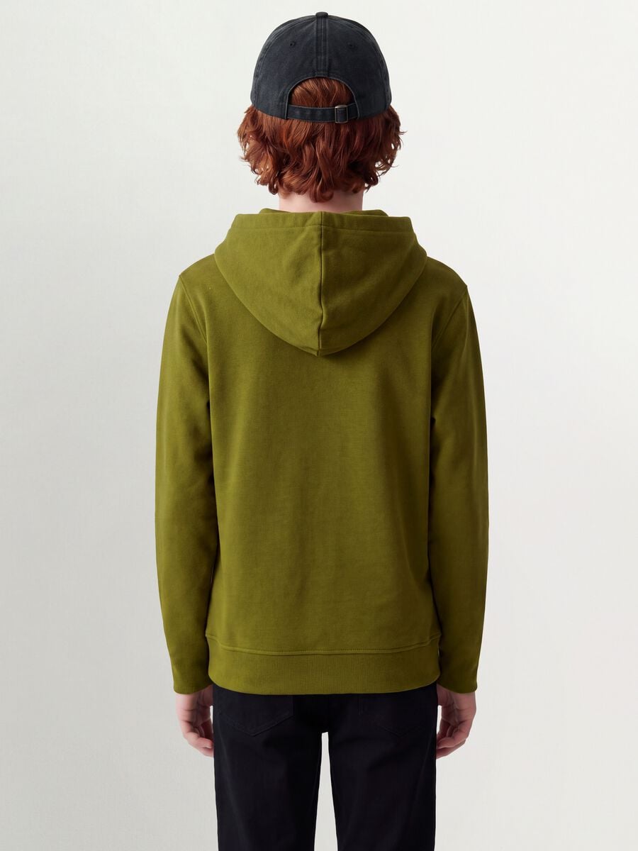 Felpa verde con cappuccio in puro cotone organico regular fit per ragazzo_3