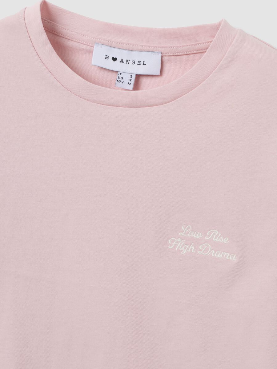 T-shirt crop rosa in puro cotone con stampa grafica regular fit_2